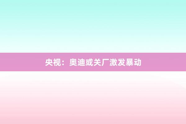 央视：奥迪或关厂激发暴动